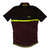 Men's Clubhouse cycling jersey, maroon with neon yellow chest band and full front zip.