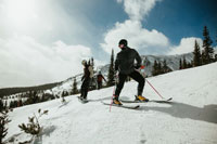 two people skiing