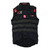 Men's black insulated cycling gilet with full zip, pink stripe and red RCC lettering