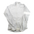 White hoodless rain jacket with full front zip and contrast under-hem panel