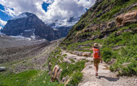 woman hiking a mountain