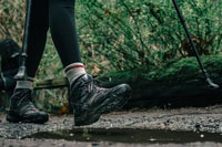 A woman wearing hiking boots