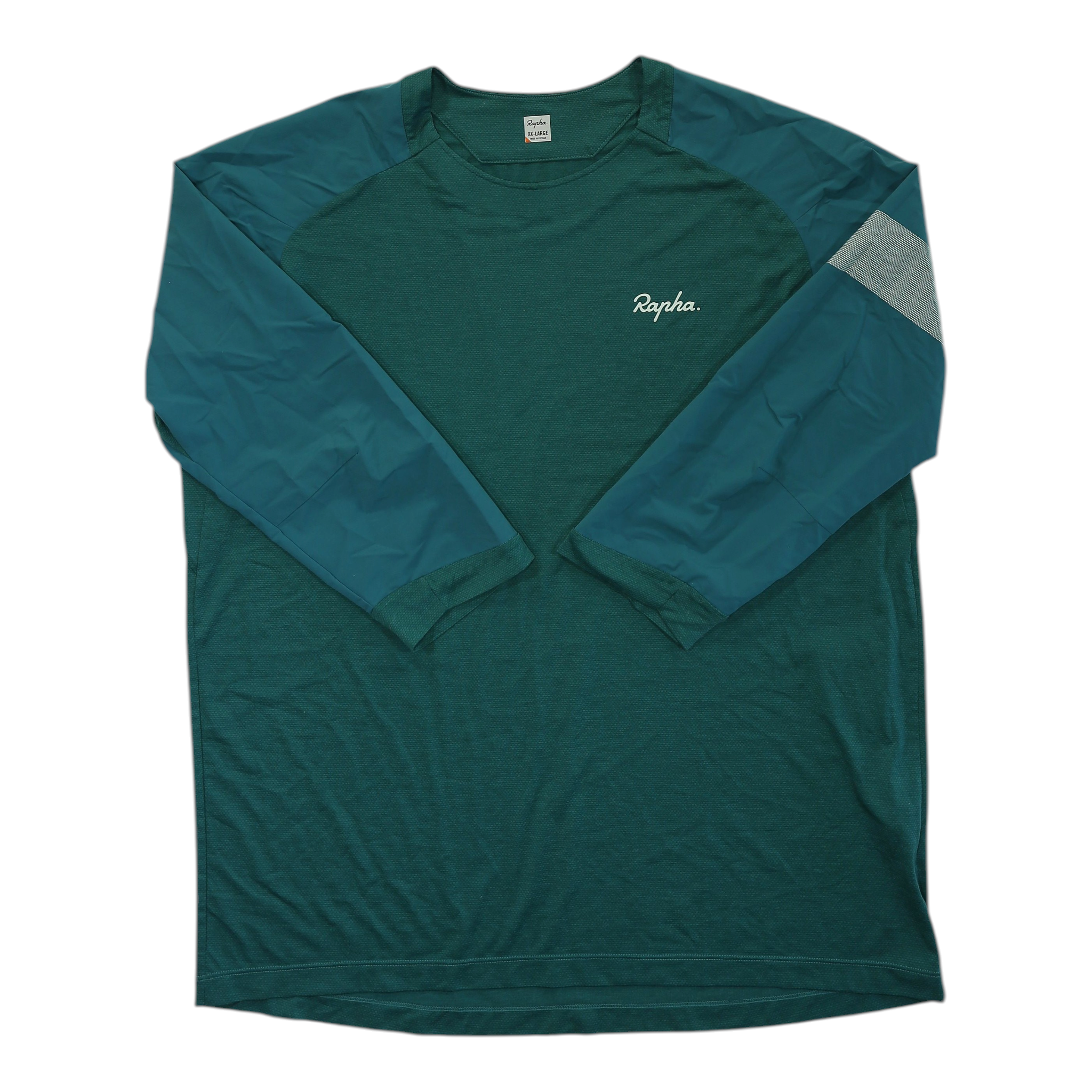 Men's trail 3/4 sleeve jersey in deep teal green with matching sleeves