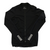 Men's black long-sleeve cycling jersey with full-zip front and striped sleeve graphics.