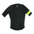 Men's dark grey cycling jersey, full-zip front, short sleeves with neon green cuff patch.