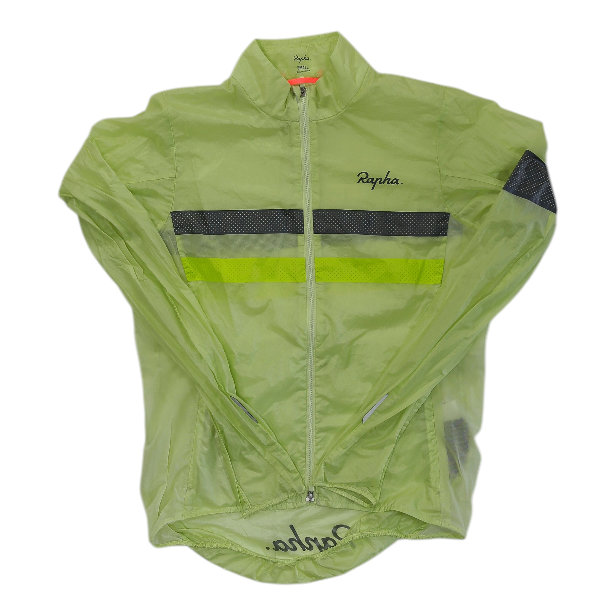 Women's Brevet Wind Jacket in light green with full zip and reflective stripe