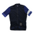 Black short-sleeve cycling jersey with full-zip front and blue sleeve color blocks