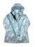 The Womens Interchange Jacket is a light blue Columbia 3-in-1 hooded coat with a white and dark blue plaid pattern, white side pocket zippers, soft light blue inner lining, and a waterproof shell for reliable protection.