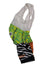 The Heat Map Cycling Race Bib features a white mesh upper, green camo midsection, zebra print lower section, and orange accents for pro-level performance and aerodynamic fit, shown on a white background.