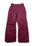 Adjustable Hem Snow Pants in maroon, with waterproof fabric, front zipper, two zippered hand pockets, and reinforced cuffs. Shown laid flat on a white background—ideal for kids' winter adventures.