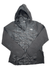 A black Women's ThermoBall Hybrid Hoodie by The North Face, featuring a shiny quilted front, matte sleeves, and a front zipper, is laid flat on a white background.