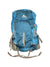 The Deva 70 Pack is a large blue and gray 70-liter women’s backpacking pack with multiple straps, buckles, pockets, and the Gregory logo on the top flap.