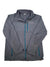 A gray Columbia Men's Ascender Softshell Jacket - Tall with teal zippers, high collar, and Columbia logo on the left chest is displayed laid flat on a white background.