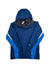 A blue Nimbostratus Triclimate Outer Shell jacket featuring a HyVent 2L waterproof shell, light blue and white sleeve stripes, front zipper, elastic cuffs, and a collar tag, displayed on a white background.