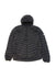 The Men's Verglas Hooded Down Insulator, a black quilted down jacket with a hood, front zipper, and long sleeves, is displayed flat on a white background.