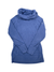 A blue Columbia Glacial Fleece Cowl Neck Tunic for women with long sleeves and a loose high cowl neck, shown laid flat on a white background.